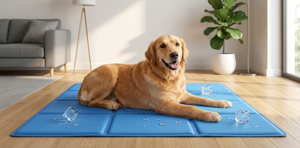SNMIX dog and cat cooling mat showing the four layer gel and sponge construction