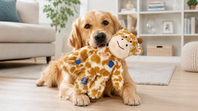 KONG Wild Knots Giraffe brown beige plush dog toy medium large with internal rope skeleton squeaker crinkle for active play